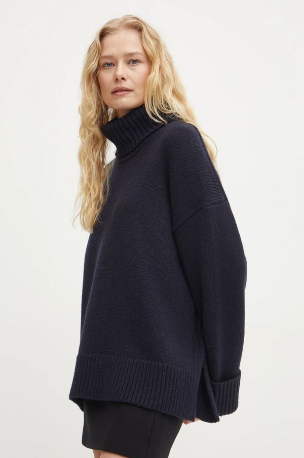 Samsoe Samsoe Volnen pulover Samsoe Samsoe SAKEIKU ženski, mornarsko modra barva, F24400069