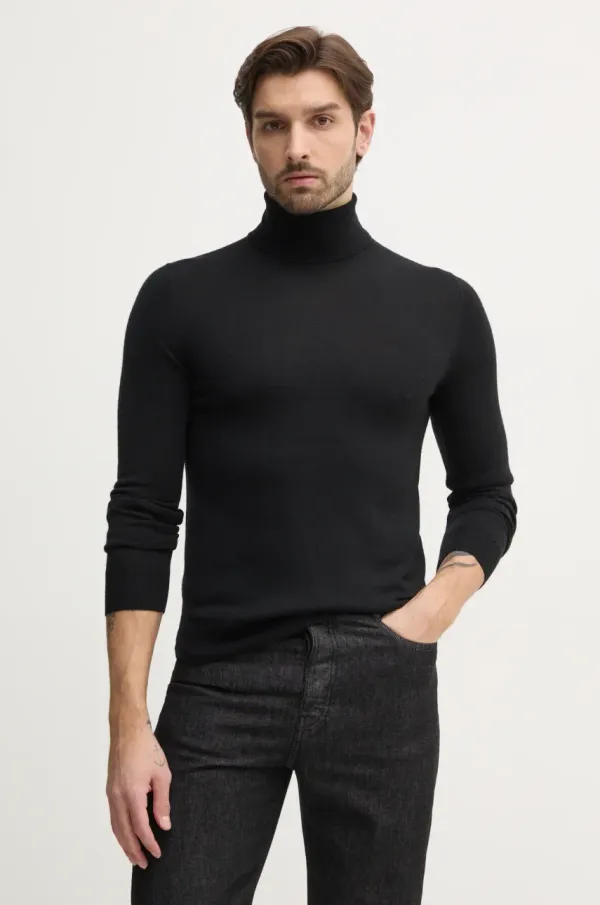 Sisley Volnen pulover Sisley moški, črna barva, 11BAS200A