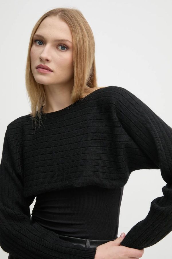 Sisley Volnen pulover Sisley ženski, črna barva, 128YM105K