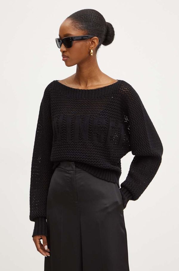 Twinset Volnen pulover Twinset ženski, črna barva, 242TP3231
