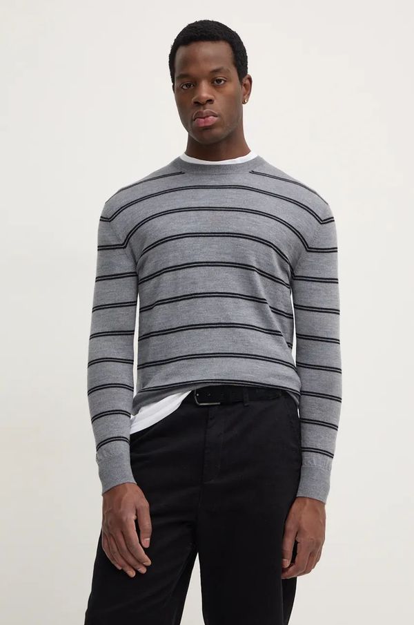United Colors of Benetton Volnen pulover United Colors of Benetton moški, siva barva, 11AHK107L