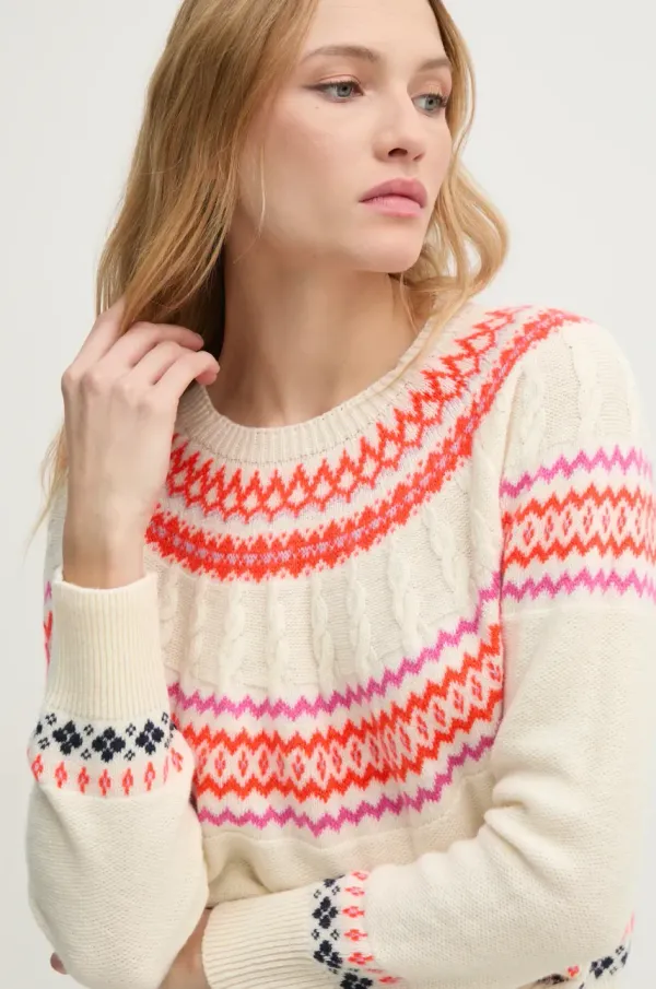 United Colors of Benetton Volnen pulover United Colors of Benetton ženski, bež barva, 1144E10BY