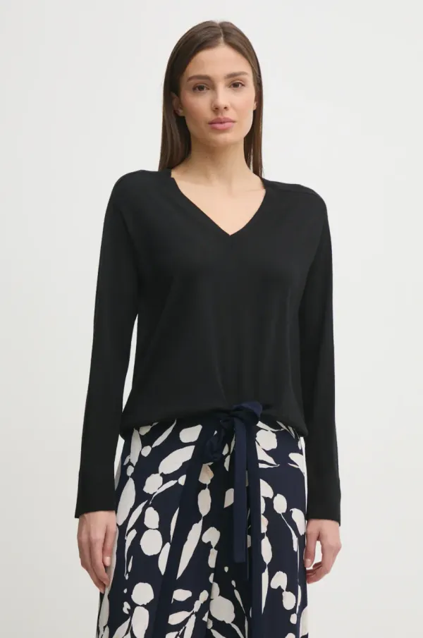 United Colors of Benetton Volnen pulover United Colors of Benetton ženski, črna barva, 11AHD402M