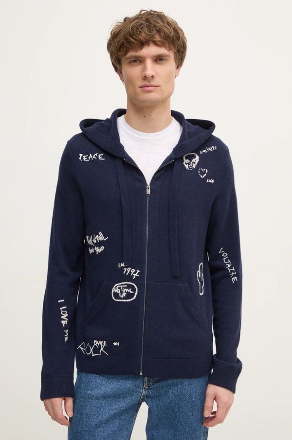 Zadig&Voltaire Volnen pulover ZADIG&VOLTAIRE moški, mornarsko modra barva, KMCA01259