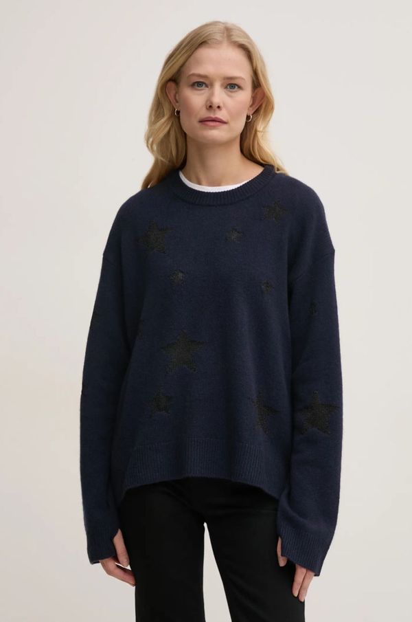 Zadig&Voltaire Volnen pulover ZADIG&VOLTAIRE ženski, mornarsko modra barva, KWSW01598