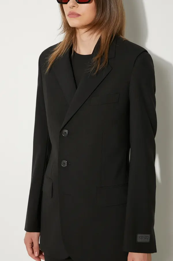 Kenzo Volnen suknjič Kenzo Virgin Wool Waisted Blazer