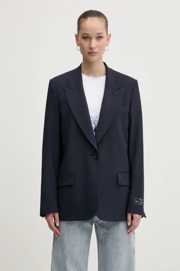 MSGM Volnen suknjič MSGM mornarsko modra barva, 3841MDG27.257127