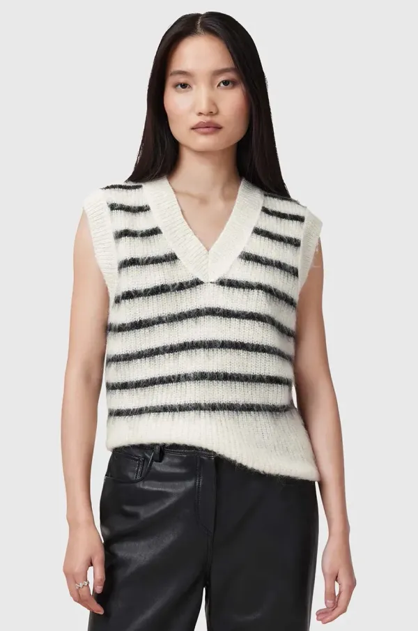 AllSaints Volnen telovnik AllSaints RIGA ženski, bela barva, W002KC