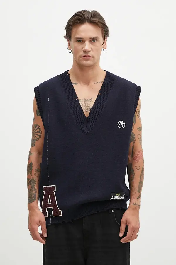 Ambush Volnen telovnik AMBUSH Repair Stitch V Neck Vest