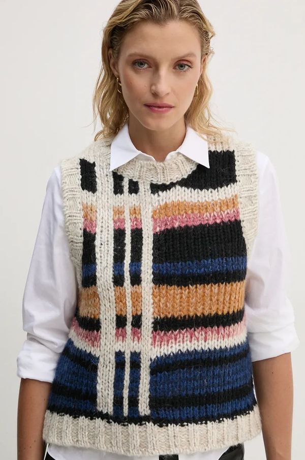 MUNTHE Volnen telovnik MUNTHE TAHUMA bež barva, 243161124374