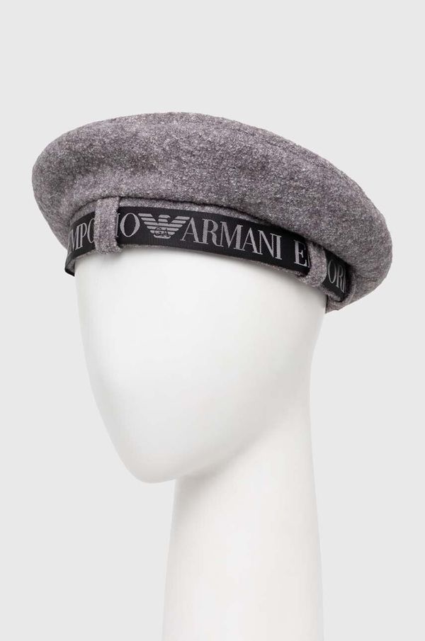 Emporio Armani Volnena baretka Emporio Armani siva barva