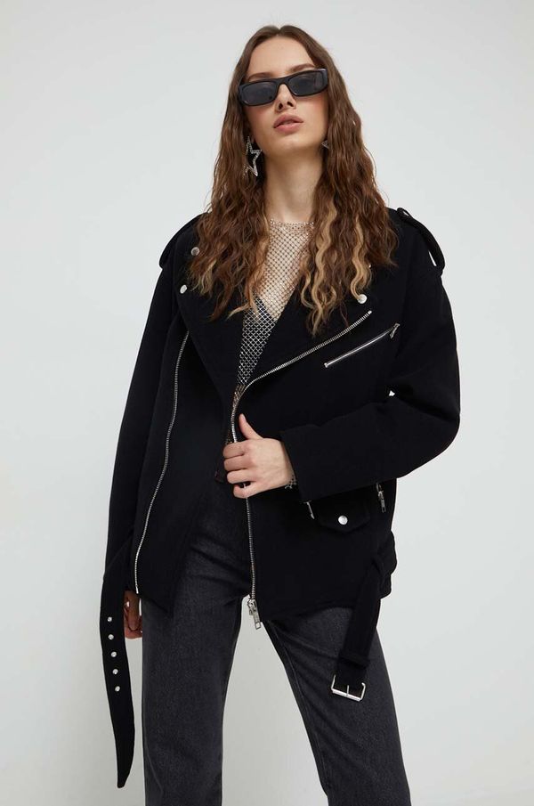 Moschino Jeans Volnena jakna Moschino Jeans črna barva