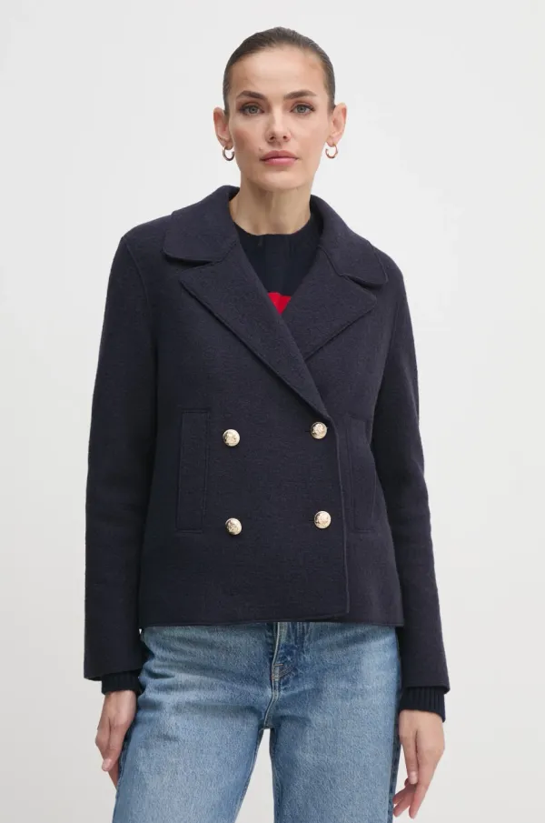 OUI Volnena jakna OUI mornarsko modra barva, 89807