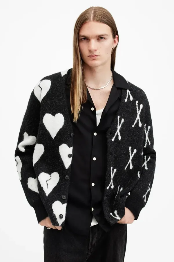 AllSaints Volnena jopica AllSaints BONEBREAK črna barva, M059KB