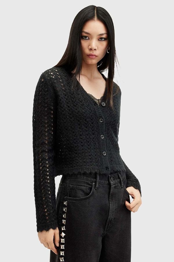 AllSaints Volnena jopica AllSaints VIVIAN črna barva, W056KB