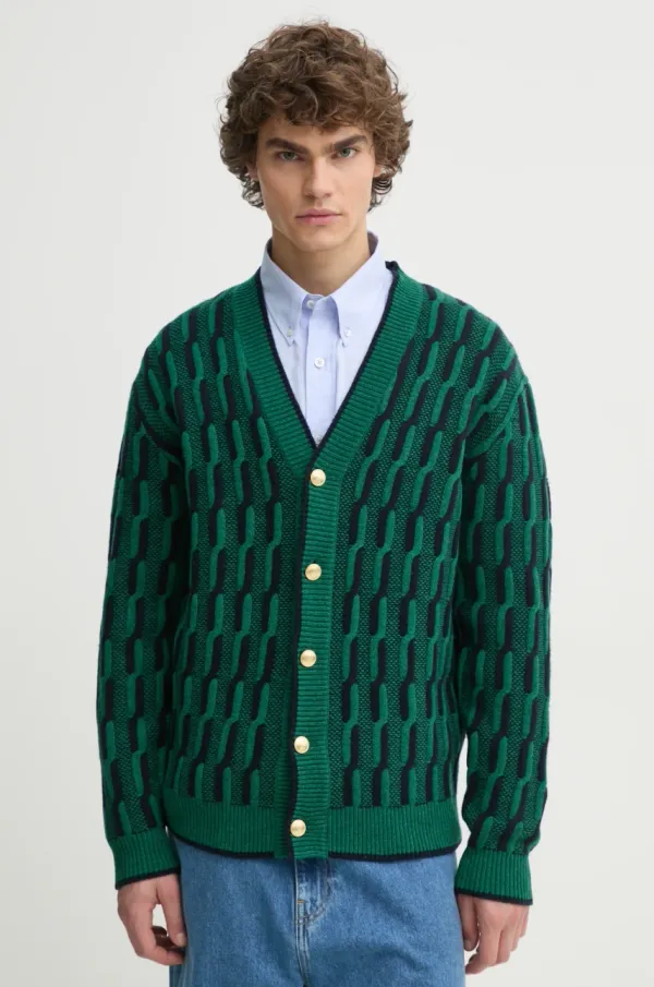 Drôle de Monsieur Volnena jopica Drôle de Monsieur Le Cardigan Torsades Bicolore zelena barva, F-CA150-WO018-DGN