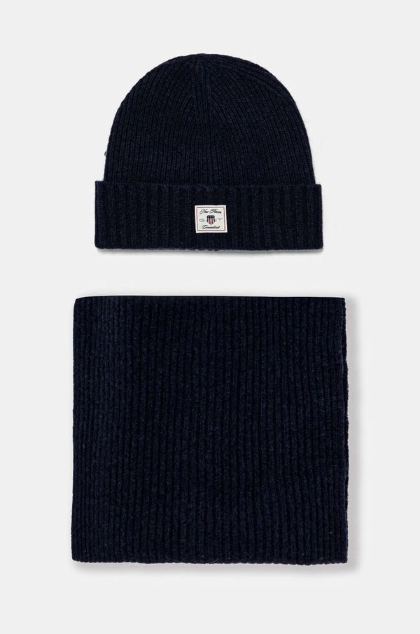 Gant Volnena kapa in šal Gant mornarsko modra barva, 4998015