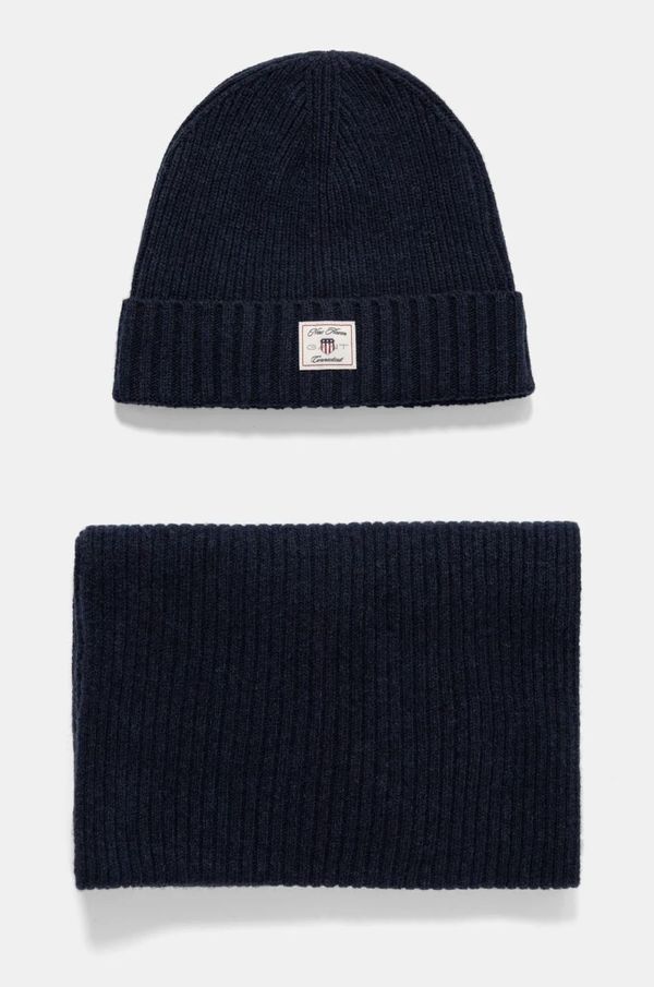 Gant Volnena kapa in šal Gant mornarsko modra barva, 9990018