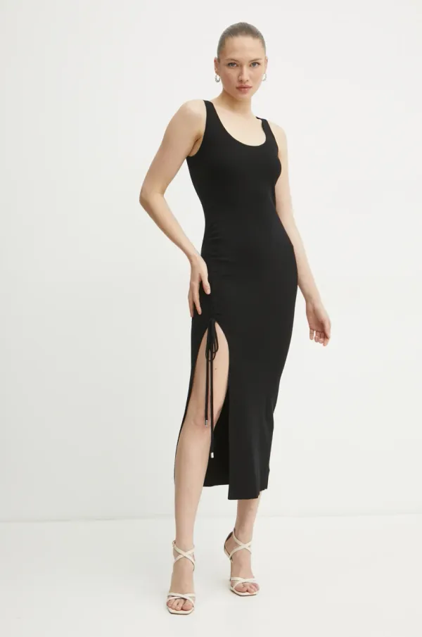 MICHAEL Michael Kors Volnena obleka MICHAEL Michael Kors črna barva, MR582UH4VR