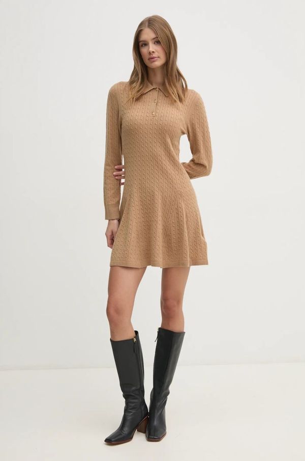 Tommy Hilfiger Volnena obleka Tommy Hilfiger zelena barva, WW0WW44979