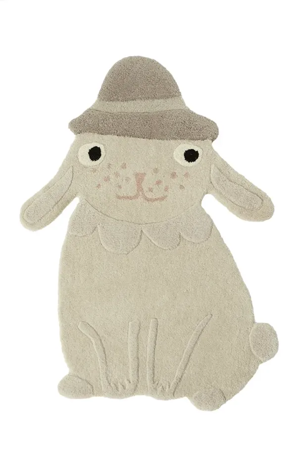 OYOY Volnena preproga OYOY Hapsi Rabbit bež barva