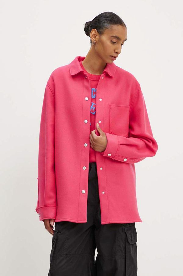 Moschino Jeans Volnena srajčna jakna Moschino Jeans roza barva, 0606.8220