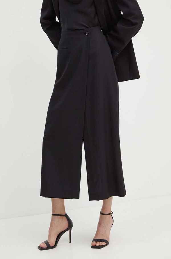 BOSS Volnene hlače BOSS črna barva, 50518389