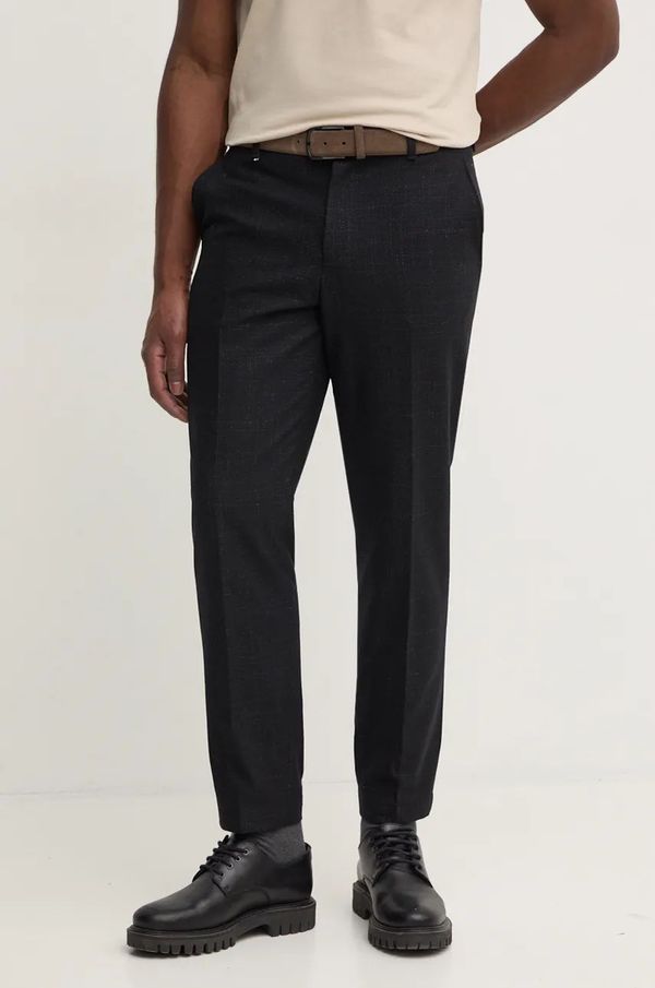 BOSS Volnene hlače BOSS črna barva, 50527984