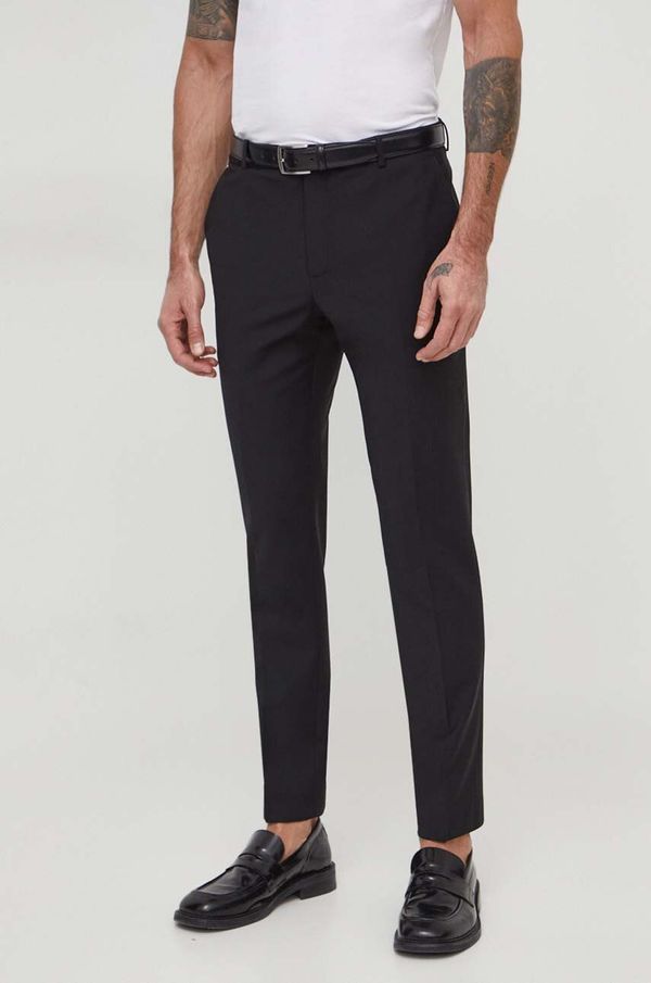 Calvin Klein Volnene hlače Calvin Klein črna barva