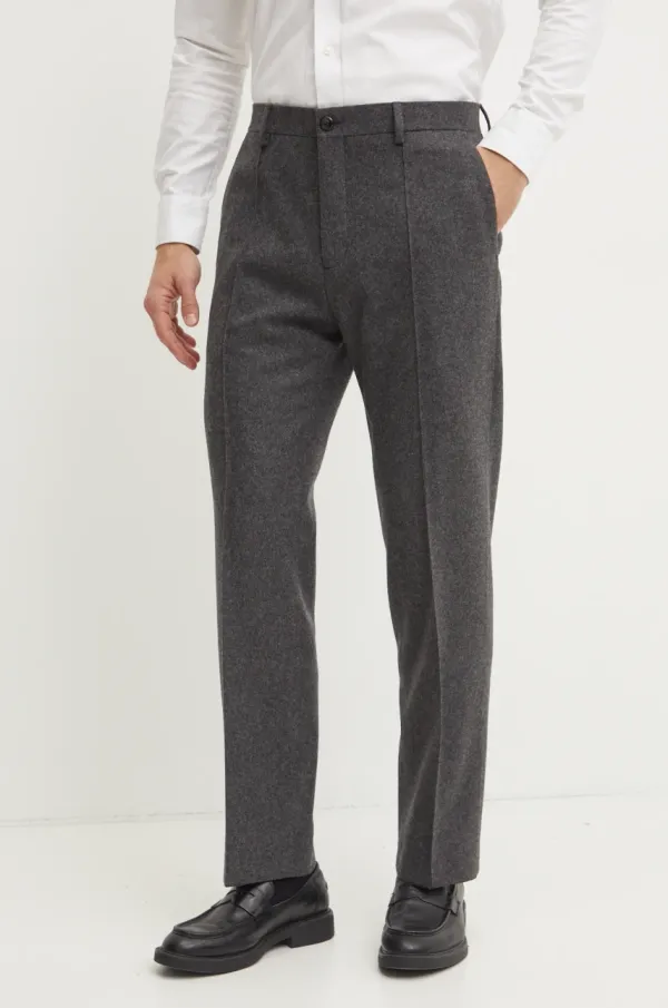 Calvin Klein Volnene hlače Calvin Klein siva barva, K10K114276