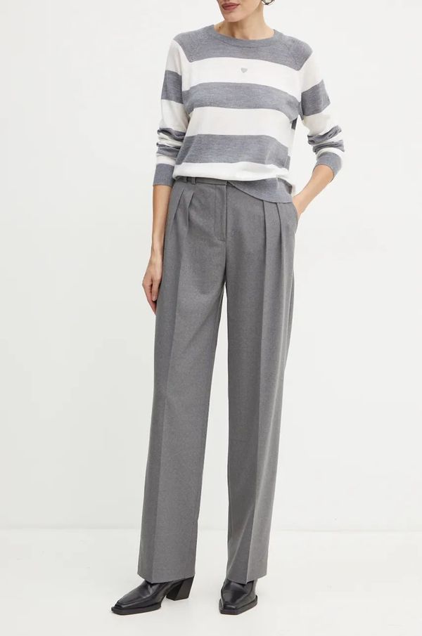 Luisa Spagnoli Volnene hlače Luisa Spagnoli OGGI siva barva, 541228