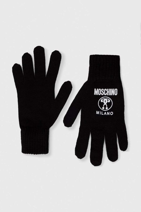 Moschino Volnene rokavice Moschino ženski, črna barva