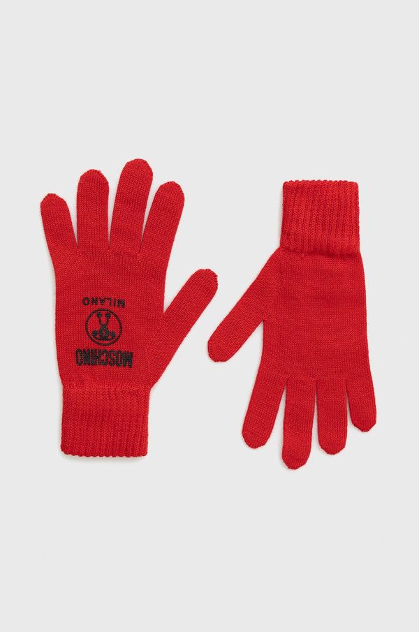 Moschino Volnene rokavice Moschino ženski, rdeča barva