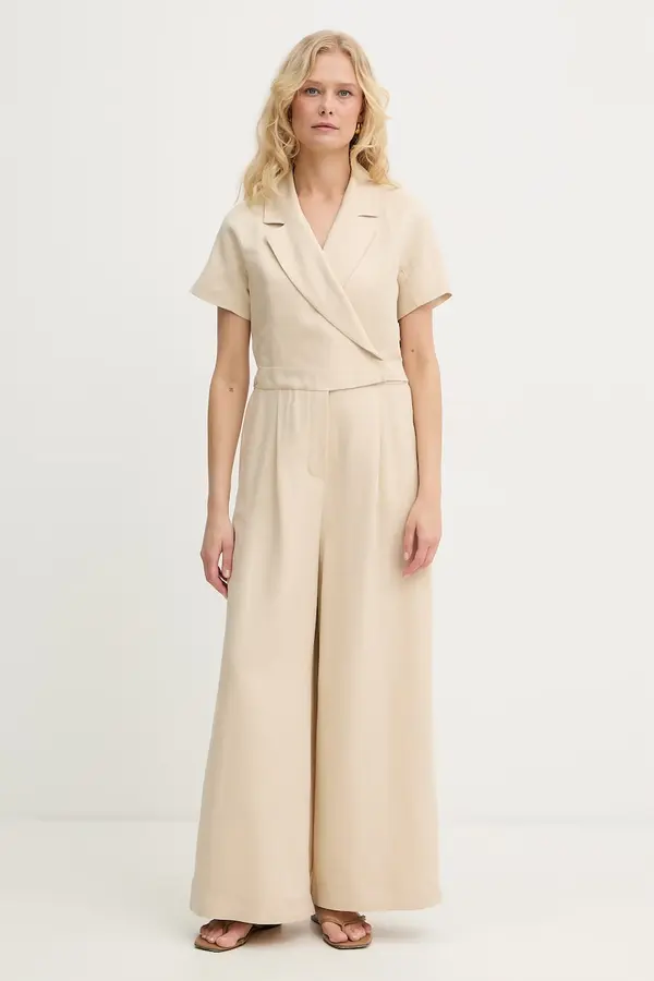 Weekend Max Mara Weekend Max Mara kombinezon na preklop ženski z lanom OBLATO