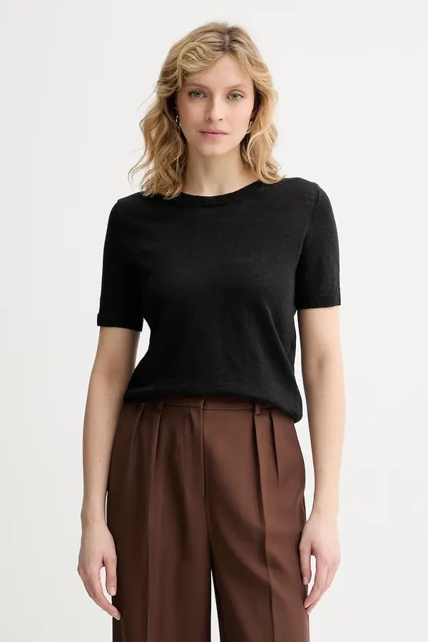 Weekend Max Mara Weekend Max Mara kratka majica ženska lanena PANCONE