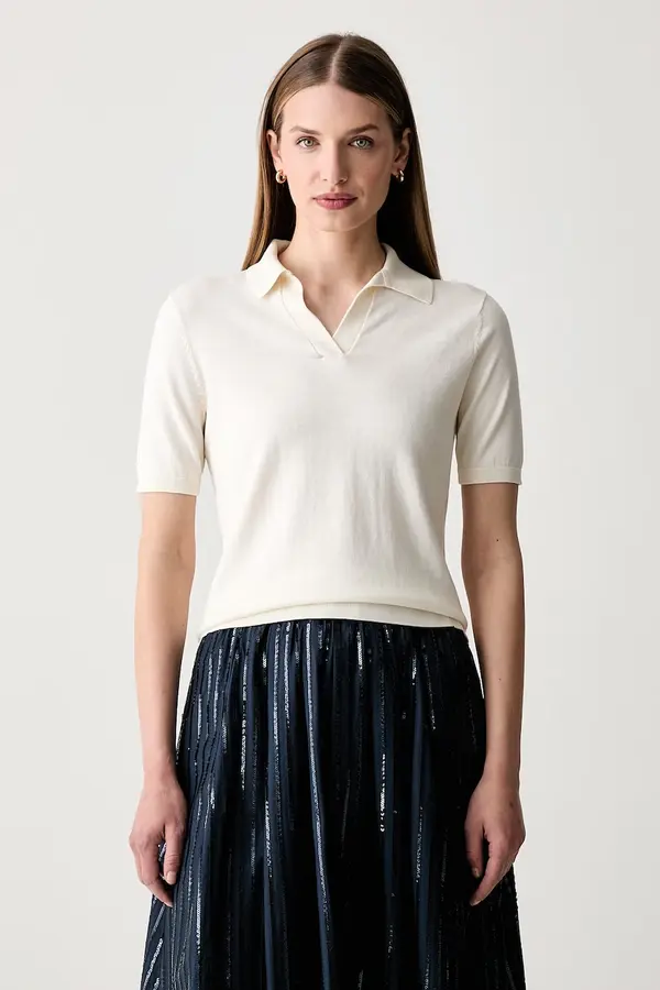 Weekend Max Mara Weekend Max Mara pletena polo majica ženska s svilo WKDRONCOLO