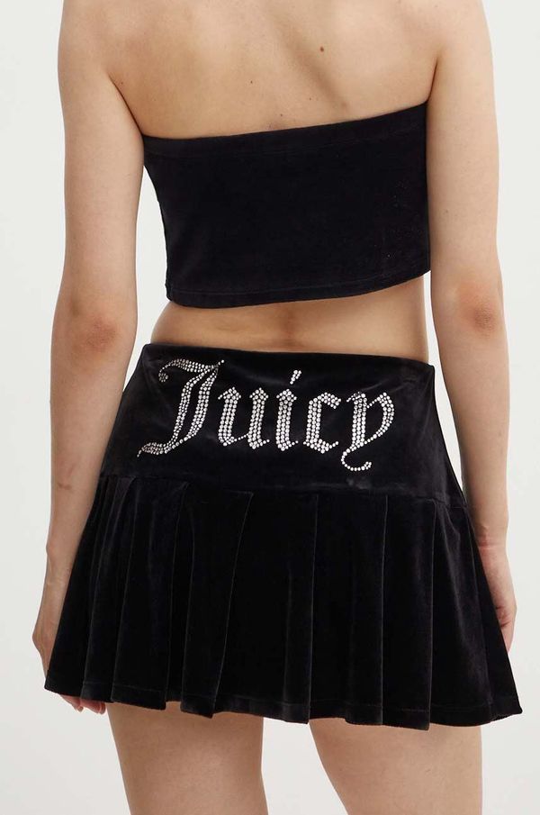 Juicy Couture Žametno krilo Juicy Couture ALUNA PLEATED SKIRT črna barva, JCWGS24302