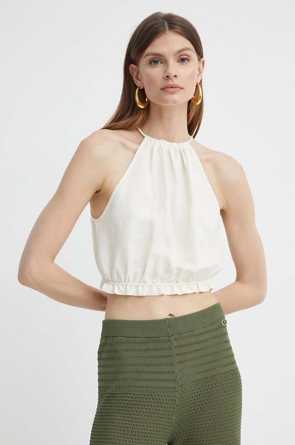 Patrizia Pepe Zgornji del iz mešanice lanu Patrizia Pepe bež barva, 2C1552 A052