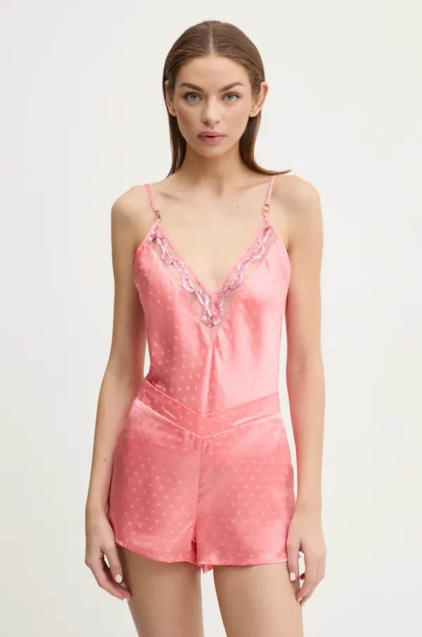 Chantelle Zgornji del pižame iz svile Chantelle roza barva, C017I5