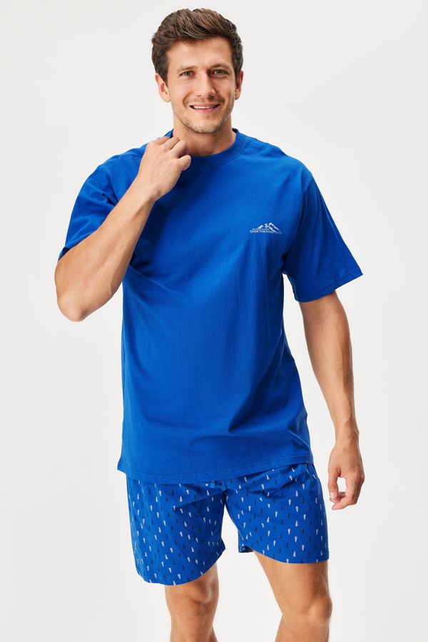 Gino Kratka bombažna pižama Over the Mountains