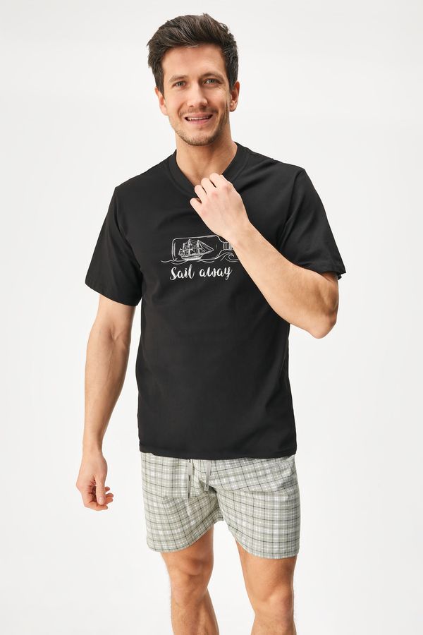 Gino Kratka bombažna pižama Sail Away