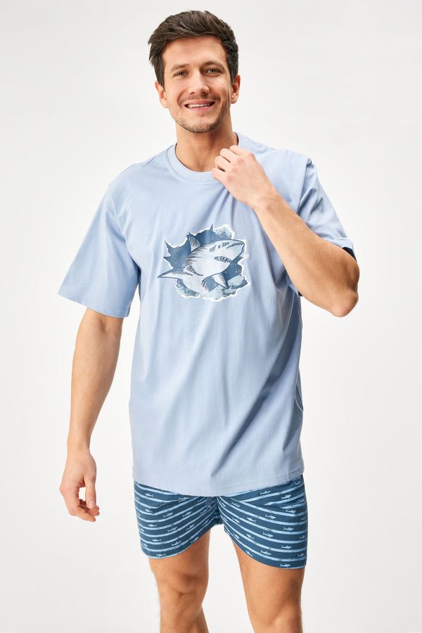 Gino Kratka bombažna pižama Shark