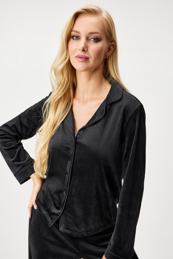 Hunkemöller Žametni pižama top Blacker