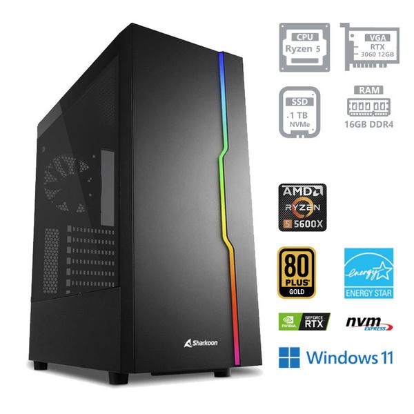 PC Plus PCPLUS GAMER R5-5600X 16 GB 1TB NVME WIN11HOME RAC