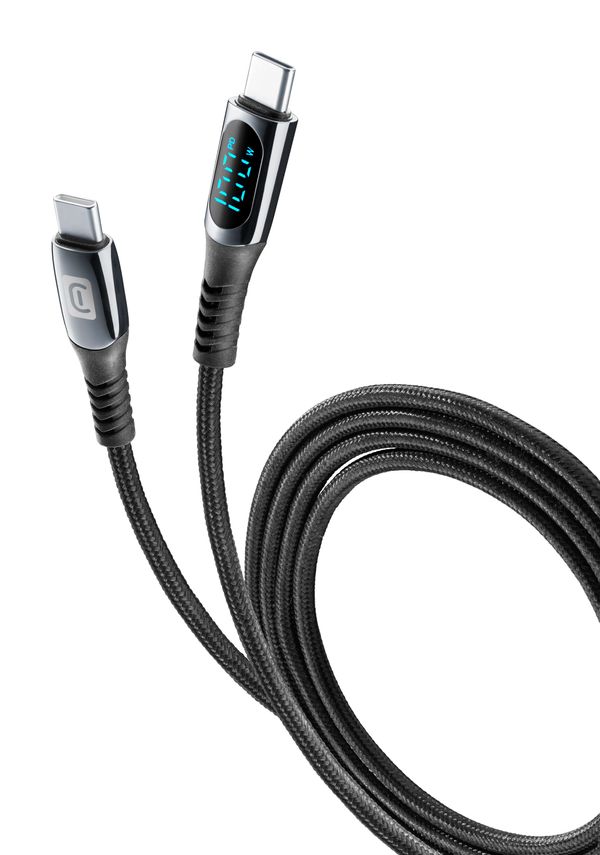 CellularLine USB KABEL USB-C-USB-C 5A 100W, DIGITALNI ZASLON