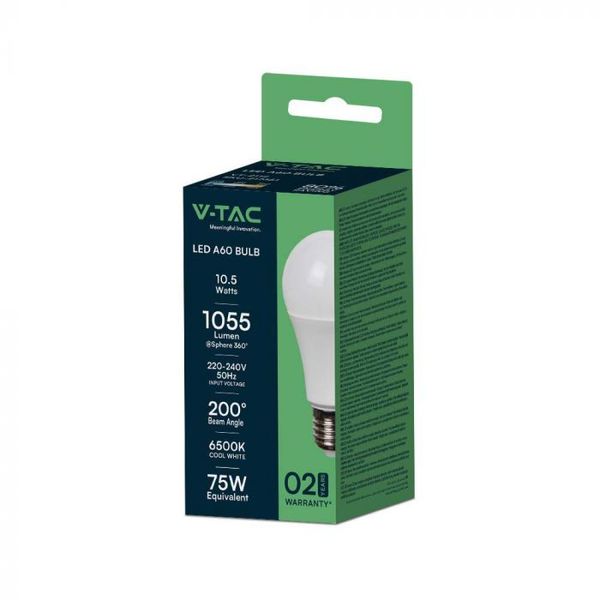 V-TAC VT-2112 10.5W E27 A60 V-TAC 6500K LED SIJALKA