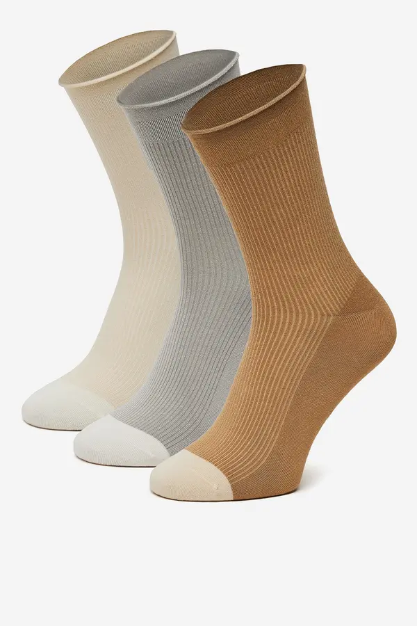 Nine West Nogavice NINE WEST BR_NW_01_Z_SS25 (3 PACK) WHITE Svetlo siva