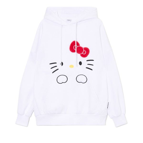 Cropp Cropp - Bela pulover s kapuco Hello Kitty - bela