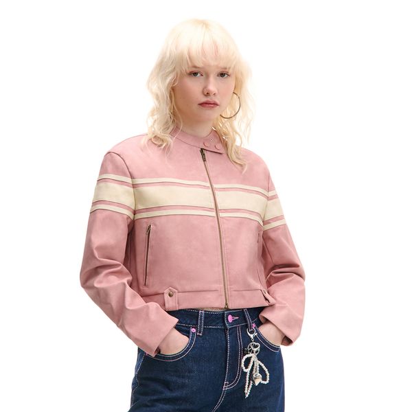 Cropp Cropp - Biker jakna iz umetnega usnja - roza