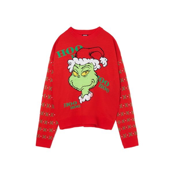 Cropp Cropp - Božični pulover Grinch - rdeča